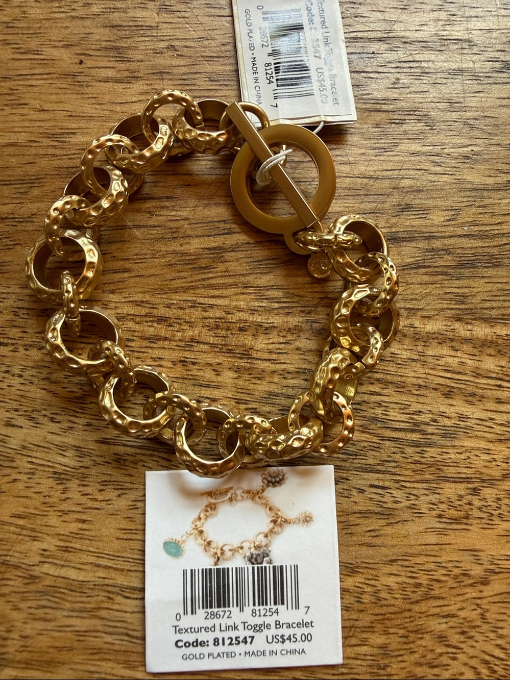 Textured Link Toggle Bracelet  Style Spartina 449 with Charm NWT - Picture 7 of 8